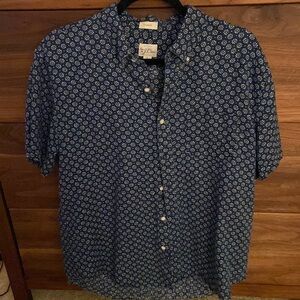 Mens J Crew linen blue daisy casual button up large